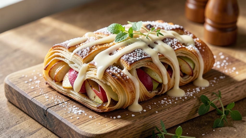German Apple Strudel Recipe With Vanilla Sauce: Flaky Layers and Creamy Vanilla Hugs