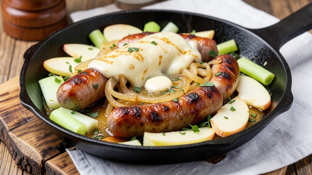 Butcherbox Apple Gouda Sausage Recipe: One-Pan Crispy Celery and Melty Cheese