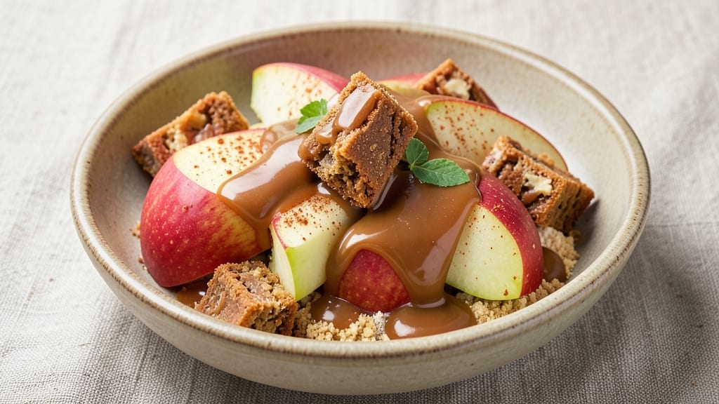 Caramel Apple Dip Recipe With Heath Bars: Warm Spice Streusel Crunch Over Gooey Apple Filling