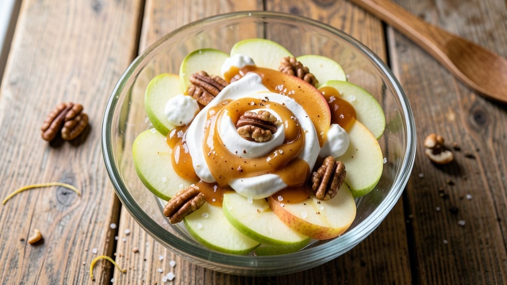 Old Fashioned Snickers Apple Salad Recipe: Boozy Streusel Crown Over Tart Apple Layers