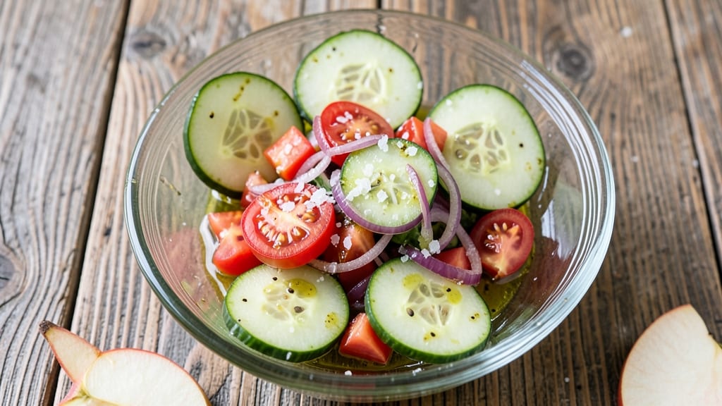 Cucumber Tomato Onion Apple Cider Vinegar Salad Recipe: Zesty Refreshment With Crunchy Contrast