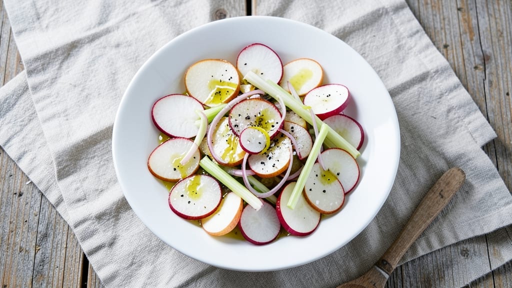 Apple Radish Salad Recipe: Crunchy Celery and Apple Tartness in One Bowl