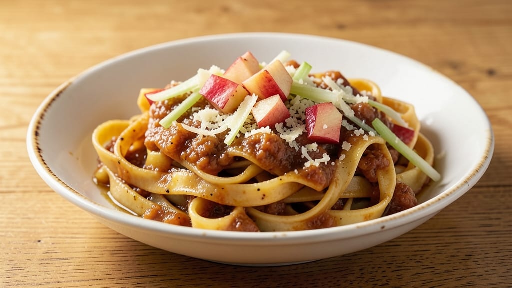 Apple Pasta Recipe: Crisp Celery and Apple Cider Pan Sauce Magic
