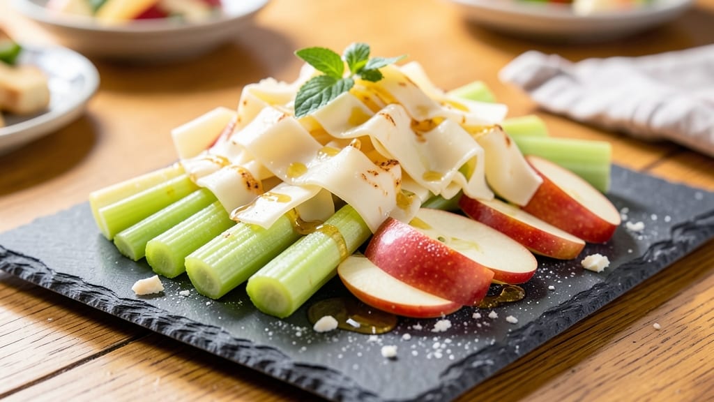 Apple Cheese Appetizer Recipe: Crispy Celery Sticks and Melty Cheese Fusion