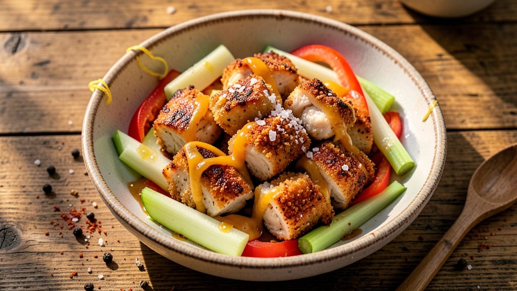Apple Cheddar Chicken Recipe: Crispy Celery-Pepper Bites with Sharp Cheese