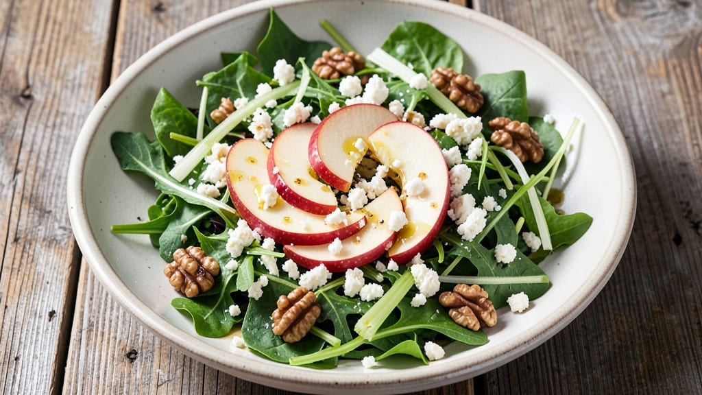 Apple Walnut Goat Cheese Salad Recipe: Crisp Celery Bites and Creamy Tang