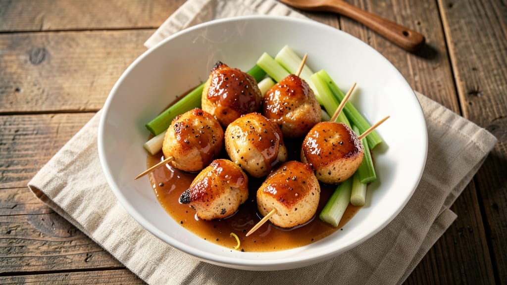 Apple Chicken Lollipops Recipe: Crispy Celery Wrapped in Sweet-Tart Glaze