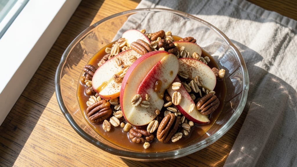 Caramel Apple Crunch Salad Recipe: Warm Spice Streusel Topping Over Tart Apples