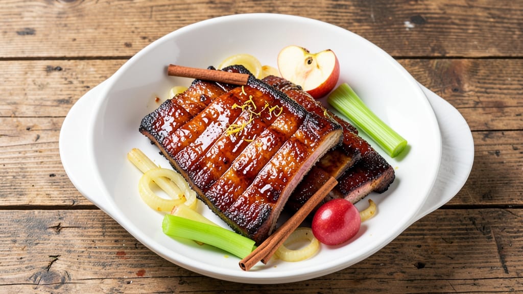 Candy Apple Glazed Ribs Recipe: Crunchy Celery and Sweet Tart Glaze Fusion