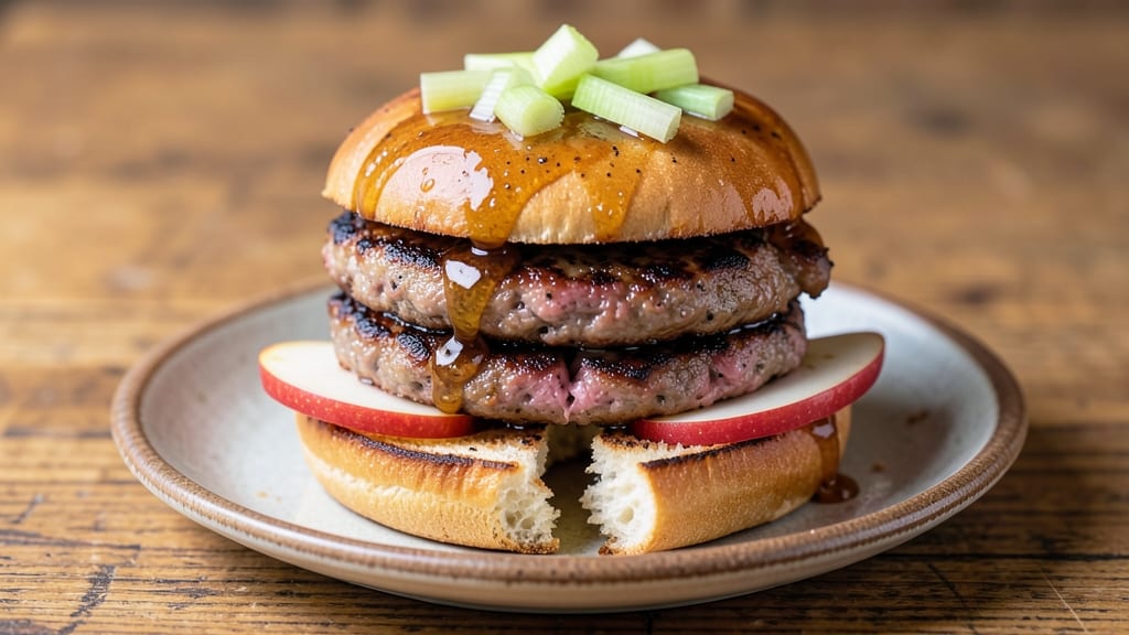 Pork And Apple Burgers Recipe: Juicy Patties With Caramelized Apple-Celery Topping