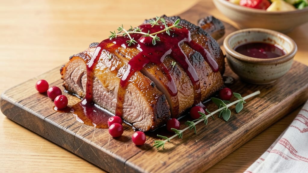 Cranberry Dijon Pork Loin Roast with Apple Cider Glaze Recipe: Sweet-Tangy Glaze That Locks in Moisture