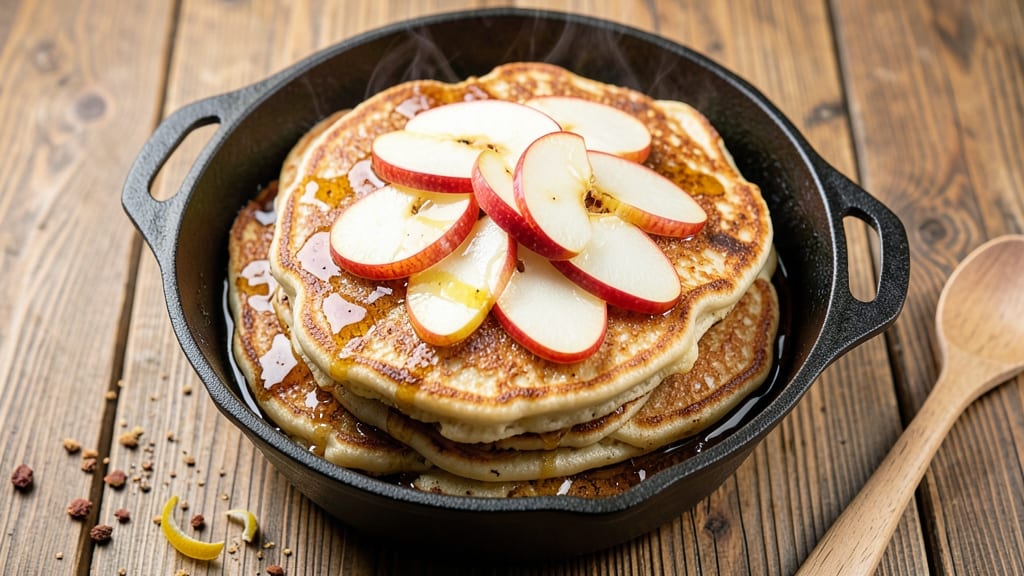 Dutch Oven Apple-Crusted Pancakes Recipe: Fluffy Stacks With Caramelized Apple Swirls
