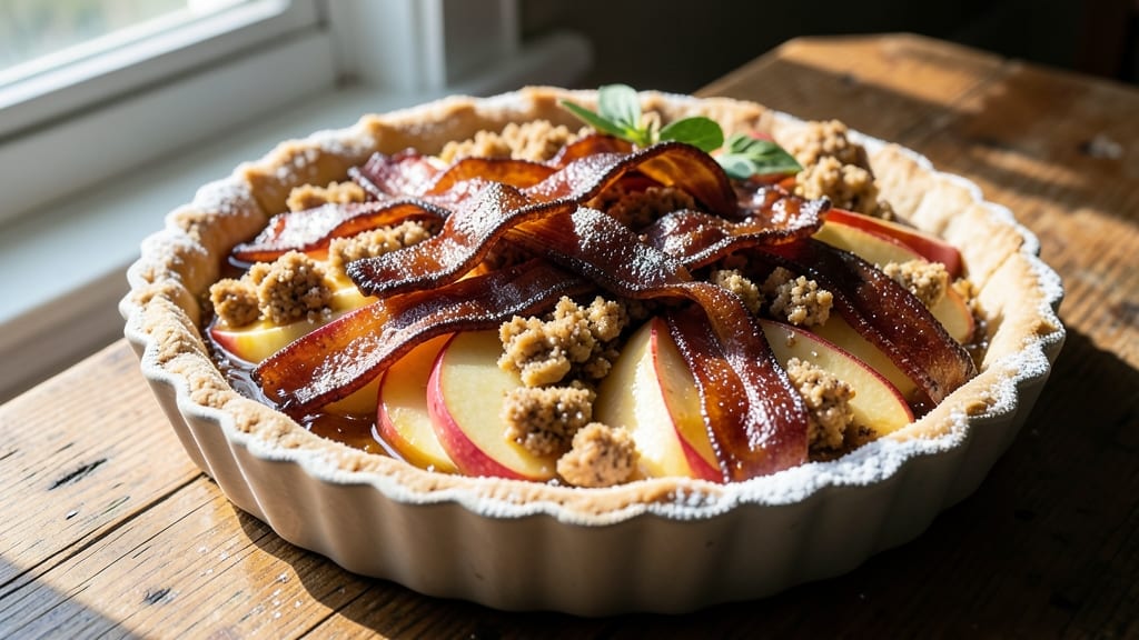 Apple Pie Candied Bacon Recipe: Smoky Sweet Streusel Topping on Flaky Dough